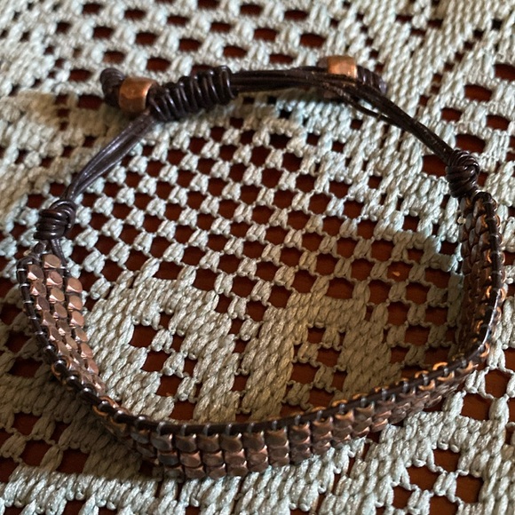 Vintage Bracelets Designer Fossil Gold-Tone Beaded Adjustable Black Cord Wrap - Picture 2 of 5